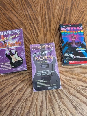 Lot of 3 - GUITAR METHOD IN THE STYLE OF JIMI HENDRIX, KORN, PINK FLOYD  VHS