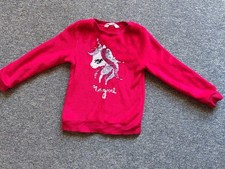 Mädchen - kuscheliger roter Pullover Einhorn Pailletten - 110/116 H&M