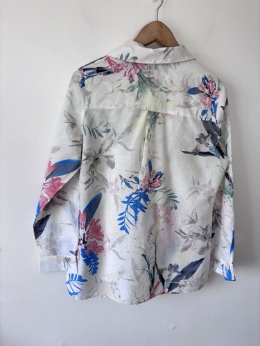 Marks & Spencer Women's Beautiful Cream Flower Print Long Sleeve Shirt Size 12 - Picture 2 of 5
