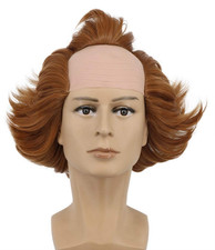 Adult Men Bald Short Fluffy Brown Curly Wig Halloween Cosplay Costume Anime Wig