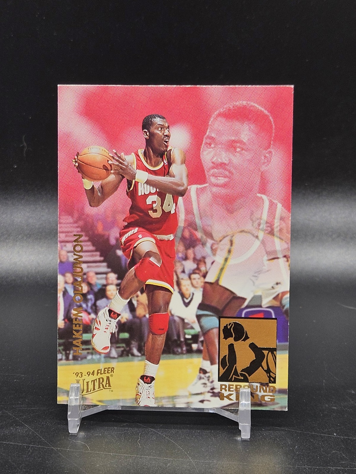 Hakeem Olajuwon 1993-94 Fleer Ultra Rebound Kings #8 NBA Insert Card Rockets HOF