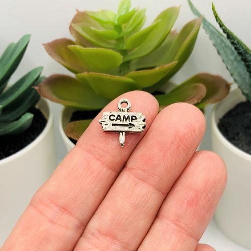 Silver Camp Sign Charms, 12x13mm - US Seller - Bild 2 von 4