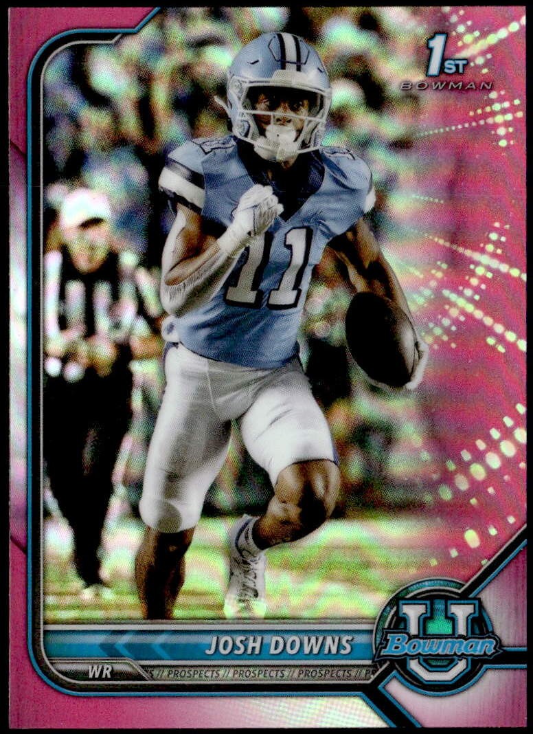 2021-22 Bowman University #50 Josh Downs Chrome Pink Rookie E1