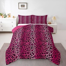 Leopard Print Comforter Women Cheetah Print Comforter Set For Girls Pink Red ...