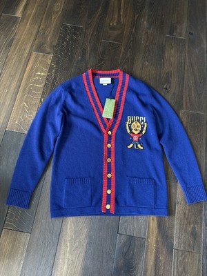 Mens Gucci V-Neck Embroidered Varsity Cardigan NEW WITH TAGS Size L