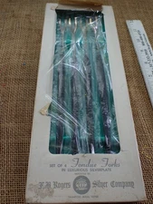 Set of 4 F.B. F.D. Rogers Fondue Forks Silver with Black Handles