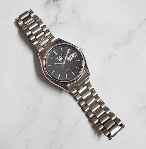 Seiko 1995 Black Smooth Sunburst Dial Retro Ultra Rare Vintage 6309 Automatic SS