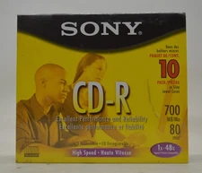 Sony 48x CD-R Media - 700 MB - 120mm Standard - 10 Pack Slimline Jewel Case