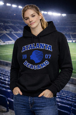 Bergamo 1907 Hooded Sweatshirt Black Color Print 80% Cotton 20% Polyester