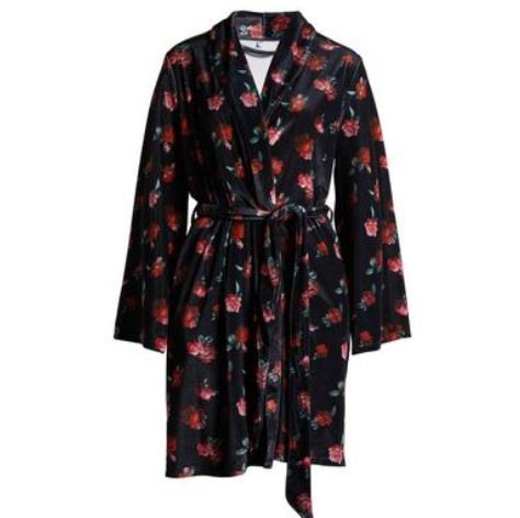 Kilo Brava Women's Multi Floral Short Velvet Robe, Large - Picture 1 of 1