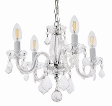 Elegant Lighting V7804D15/RC Rococo 4 Light 15"W Crystal - Chrome