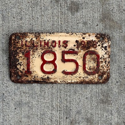 1953 Illinois Motorcycle License Plate Auto Tag Low Number Four Digit 1850