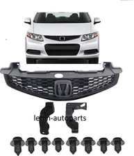 Grille + Grille Mounting Bracket + Clip For 2012-2013 Honda Civic Si Model Coupe