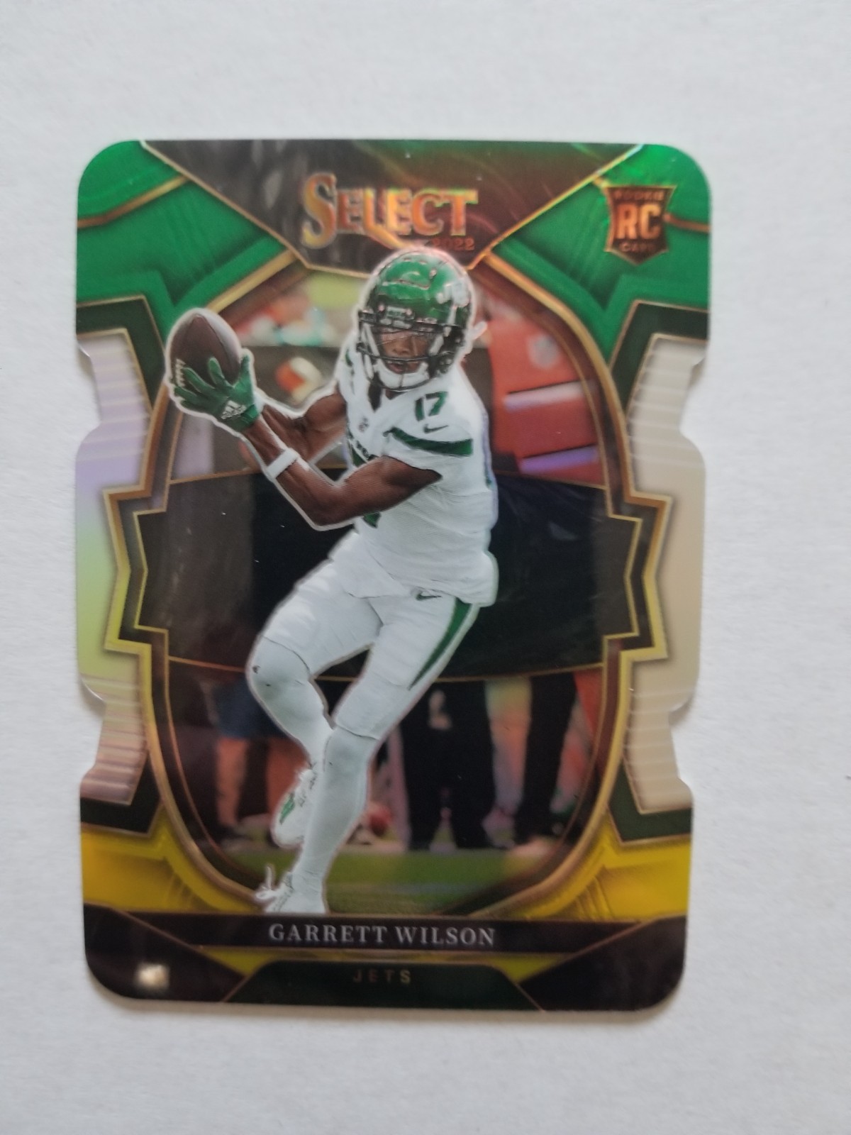 2022 Select Concourse Green & Yellow Prizm Die-Cut Garrett Wilson #88 Rookie RC