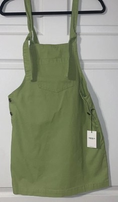 Forever 21 Lime Green Denim Jumper Dress Size S Tie Straps Chest Pocket NWT  | eBay