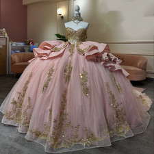 Princess Quinceanera Dresses Off Shoulder Pink Ruffles Sweet 16 Prom Ball Gowns