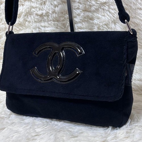 CHANEL Flap Shoulder Bag Black Pile Enamel Coco Mark