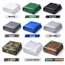 Heavy Duty Tarpaulin Waterproof Tarp Cover Ground Sheet- Multiple Size & Weights