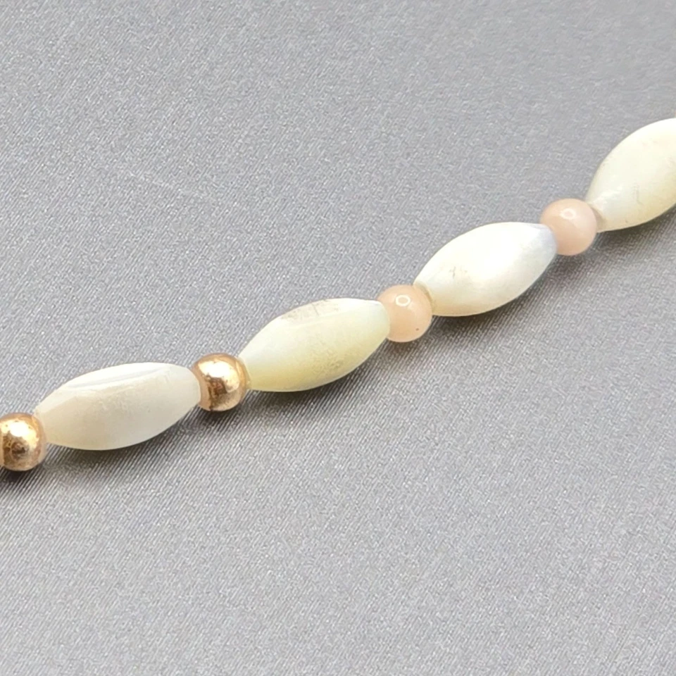 Brazalete tobillera con cuentas de arroz de colección 8,75" enchapado en oro espaciadores cierre de anillo de resorte Foto 4 de 4