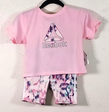 Reebok 2 pc pink tye dye short set girls 5T