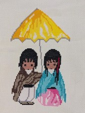 DeGrazia Embroidery Cross Stitch Native American Art Unframed Girl Boy Umbrella