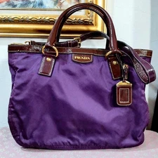 PRADA Purple Large Boston Bag with Detachable Strap, Near Mint Condition