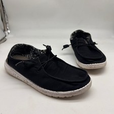 Hey Dude Wendy Basic Black Odyssey Canvas Loafers Shoes 40053-0YF Womens 7