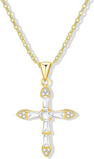 Gold Diamond Cross Necklace for Women Trendy, 14K Gold Plated Religious Faith Da