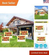Yard Sale Signs with Metal Stakes 4Pack Double-Sided Printed Garage Sale SIgn...
