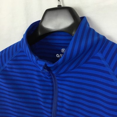 G/FORE Mens 1/4 Zip M Blue Cobalt Striped Performance Raglan Pullover Stretch