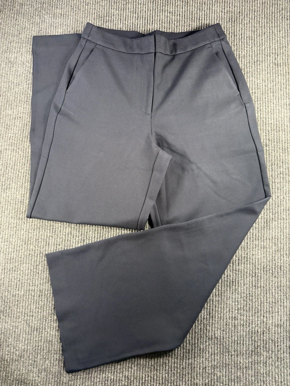 QUINCE Women's Navy Blue Ultra-Stretch Ponte Trousers Straight Leg Sz 12 NWT