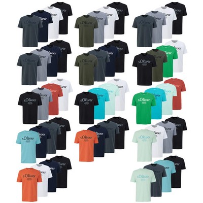 s.Oliver Herren T-Shirt, 4er Pack - Basic, Logoprint, Rundhals, Baumwolle