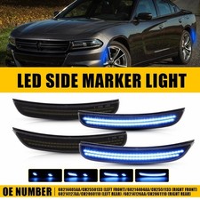 Sequential Blue Led Side Marker Lights For 15-22 Dodge Charger Turn Signal Lamp