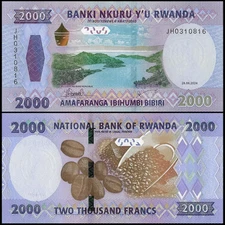50,000 NEW RWANDA Francs 2024 P 44 NEW Design UNC 25 x 2,000 RWF - UNCirculated