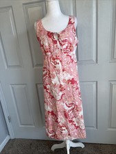 Liz & Co Dress Womens 14P Pink Floral Sleeveless Side Zip Tie Front Summer Lined