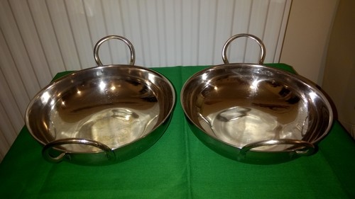 TWO BALTI KARAHI CURRY SERVING DEEP DISHES STAINLESS STEEL WITH HANDLES - Picture 8 of 12