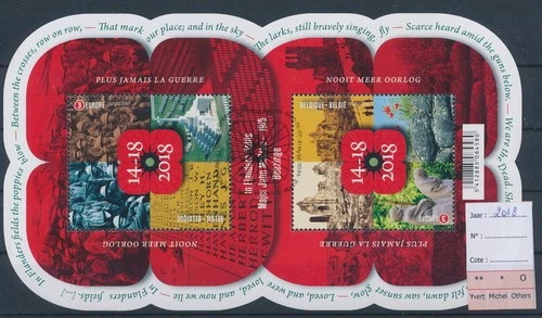 LS76982 Belgium 2018 WW1 anniversary FDC good sheet used