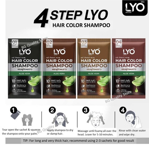 6 Bustine LYO Shampoo Colore Capelli Grigio Copertura Nero Marrone Tonalità Uomo Donna - Foto 6 di 11