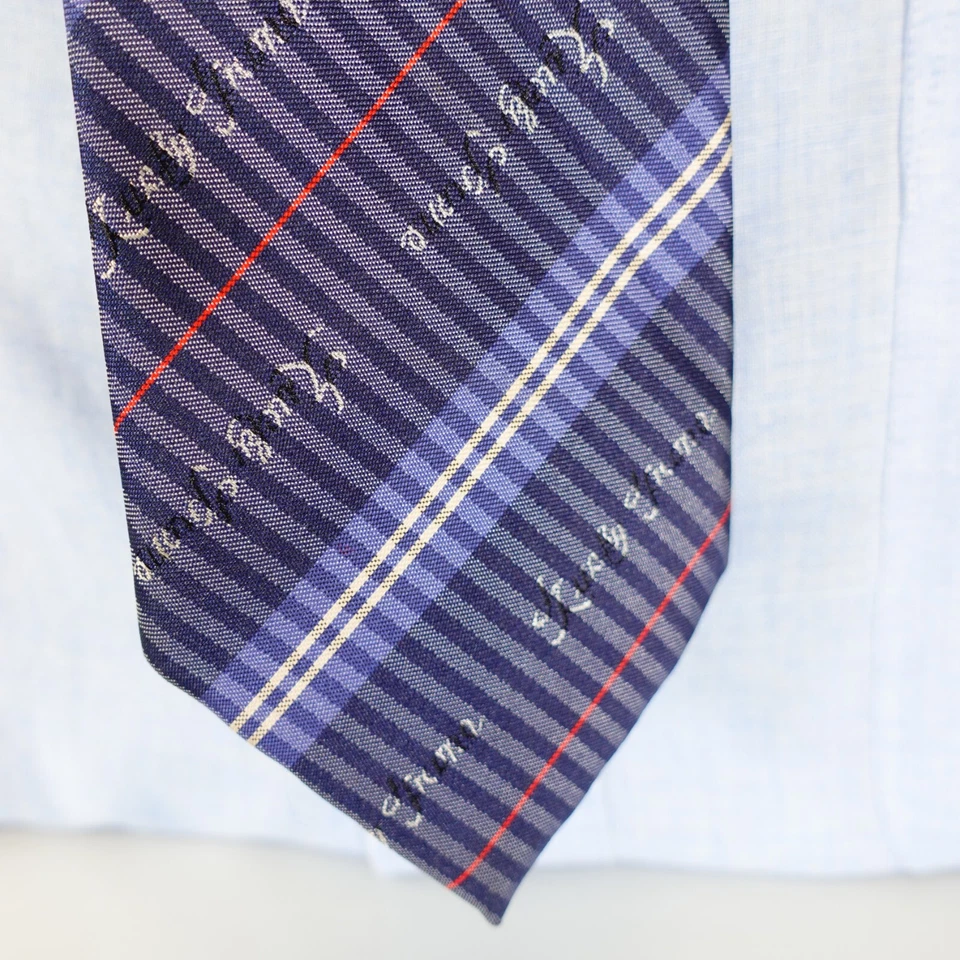Галстук мужской синий в полоску Repp шелк простой алфавит узкий счастливый TRONE Япония - Изображение 2 из 4