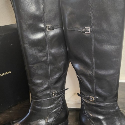 Valerie Stevens Randolph Women's Black Leather Knee-high Riding Boot 8 M In Box. - Picture 7 of 14