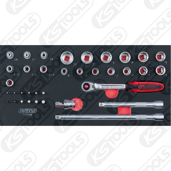 "Ks Tools SCS 3/8\" SteckschlüSsel-Satz, 36-Tlg. In 1/3 Systemeinlage 713.0036"-image