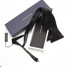 Men's bow tie 100%Silk Charmeuse Black Self tied Bow tie Small Compact Butterfly