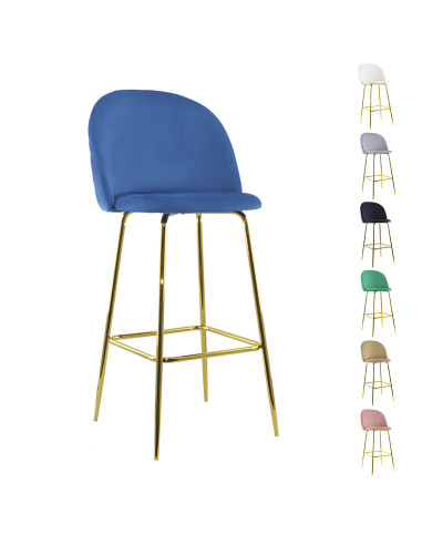Tabouret en velours GRETA chic idéal pour vos soirées autour du bar de salon