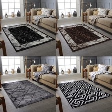 New Dark Grey Marble Effect Small Extra Large Floor Carpet Area Rugs Mats Cheap