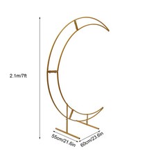 7ft Gold Metal Crescent Moon Wedding Arch Stand, Curved Flower Balloon Frame