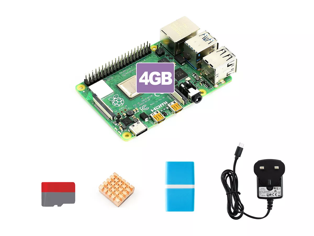 Raspberry Pi 4 Model B Starter Kit Micro SD Card Waveshare