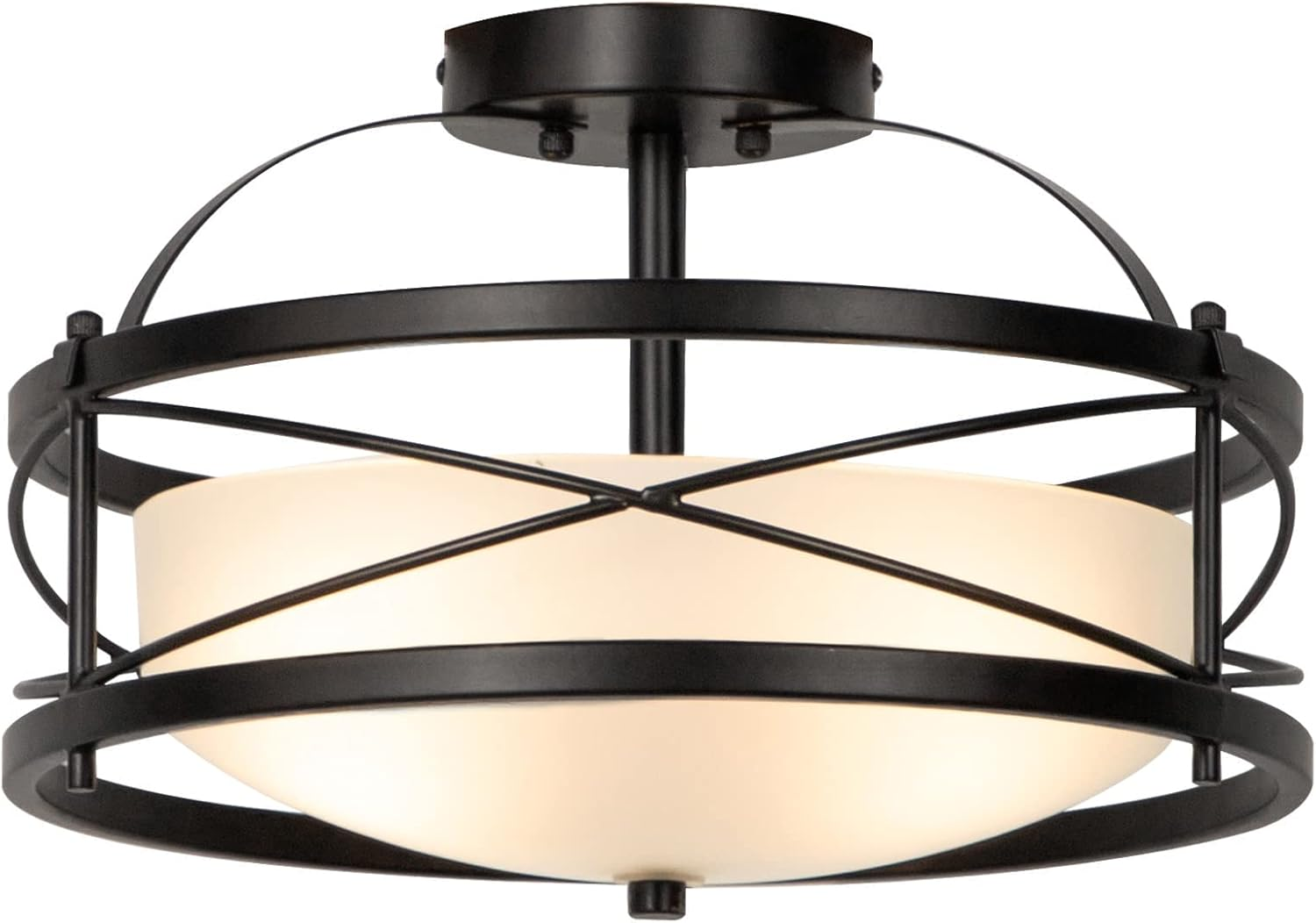 Farmhouse Semi Flush Mount Ceiling Light for Kitchen Hallway Vintage Style