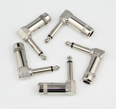 5 Stück Rechter Winkel Metall 6,35 mm 1/4 Mono Klinke Audiokabel Lötzinn Adapter Terminal