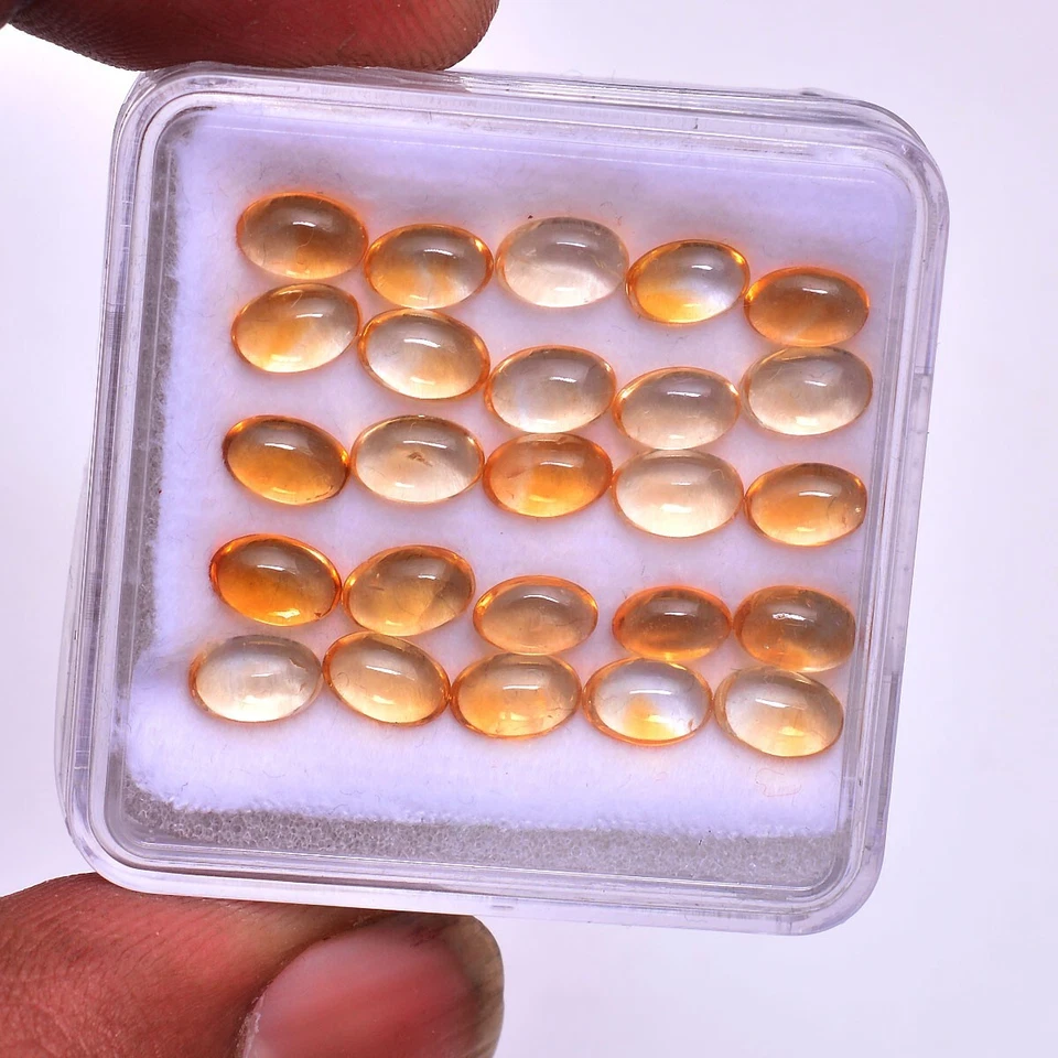 25 Pcs Natural Citrine 6mm 4mm Oval Cabochon Untreated Huge Loose Gemstones Lot - Image 4 of 4