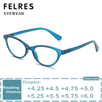 Cat Eye Reading Glasses Women Highly Strength Readers Glasses +4.25 +4.5 To +6.0